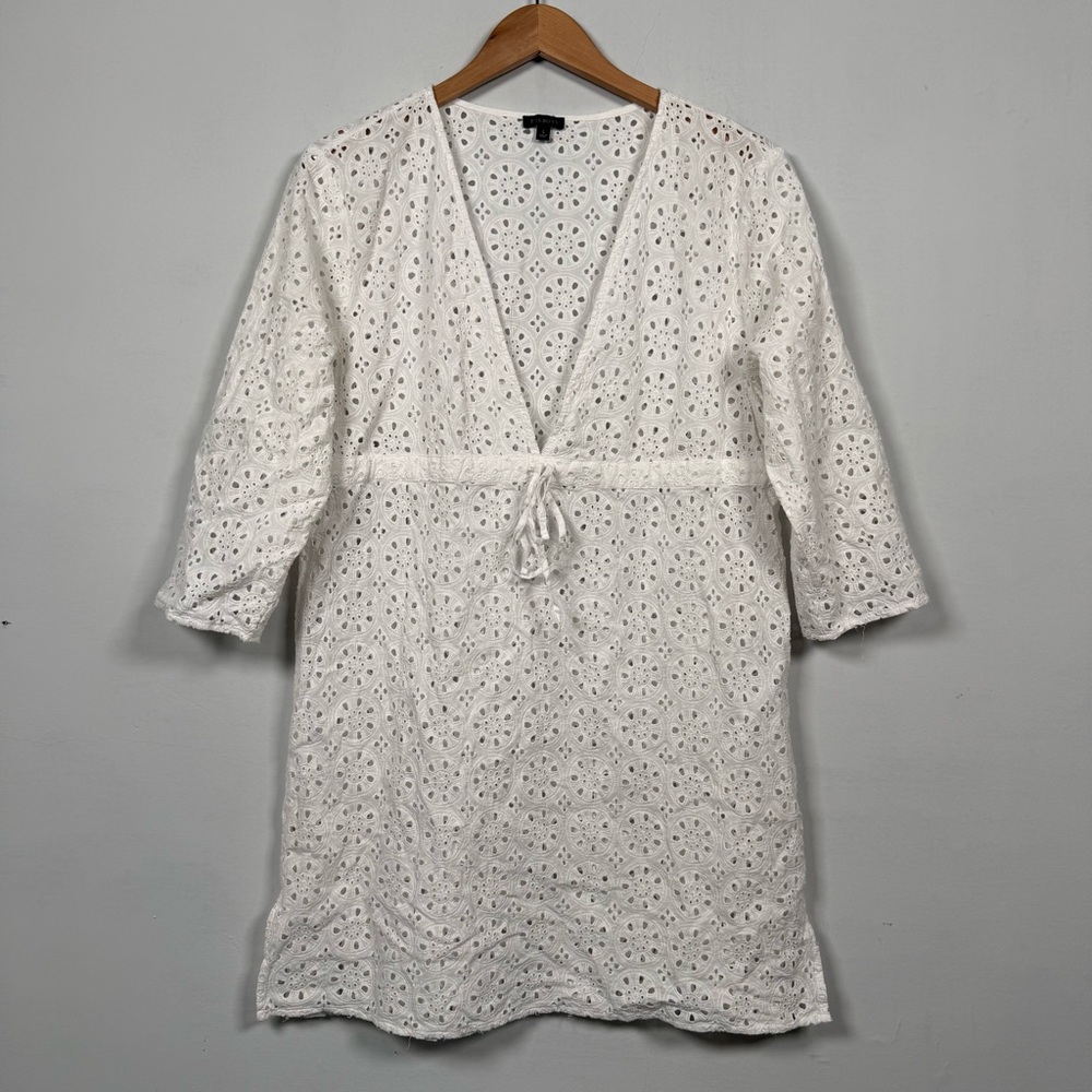Talbots White Eyelet Swim Coverup Tunic, 100% Cotton, Great Condition